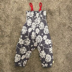 Burt’s Bees 🐝 Floral Baby Jumpsuit with Red Straps